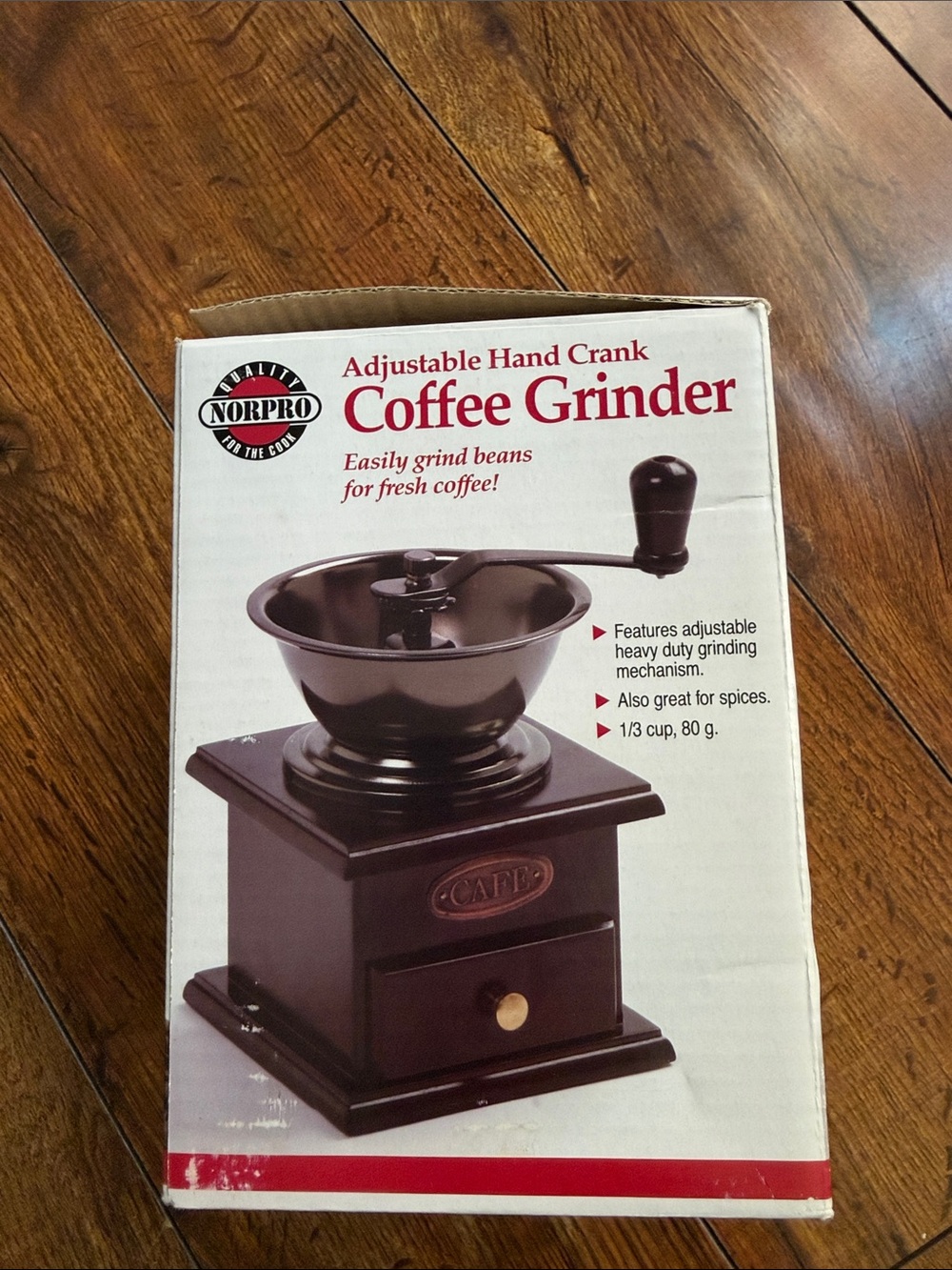 Norpro Adjustable Hand Crank Coffee Grinder in Brown